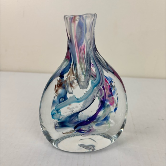 Robert L Harmon-Art Glass Studio small blown vase/paperweight-signed-abstract - Picture 3 of 10